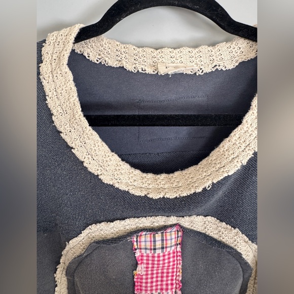 POL Patchwork Peace Sign Top NWOT Boho Cottagecore Festival Pullover - Picture 13 of 13